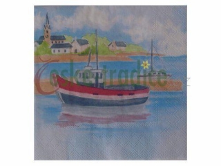 Ubrousek pro decoupage, 33 x 33 cm (vzor - loďky)