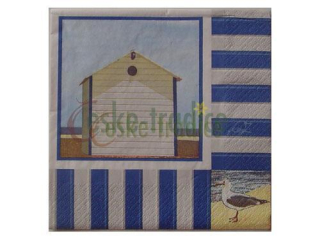 Ubrousek pro decoupage, 33 x 33 cm (vzor - plážový dům)