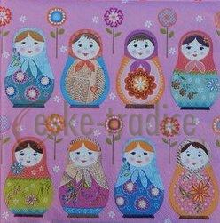 Ubrousek pro decoupage, 33 x 33 cm (vzor - matrjošky růžové)