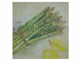 Ubrousek pro decoupage, 33 x 33 cm (vzor - chřest s citrony)