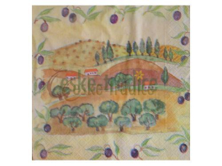 Ubrousek pro decoupage, 33 x 33 cm (vzor - olivové zátiší)