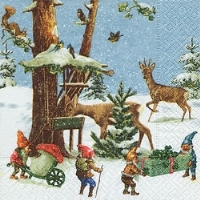 Ubrousek pro decoupage, 33 x 33 cm (vzor - srnky a trpaslíci)