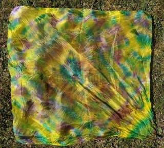 Hedvábí - šátek batika (napařovací)10, 55x55 cm (autorská práce)