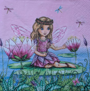 Ubrousek pro decoupage, 33 x 33 cm (vzor - víla na leknínu)