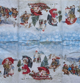 Kapesníček pro decoupage, 20,6 x 20,6 cm (vzor - děti Victorian)