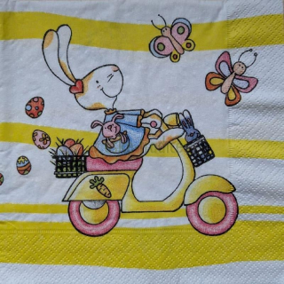 Ubrousek pro decoupage, 33 x 33 cm (vzor - divoký Bunny)