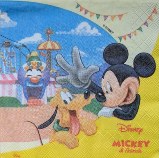 Ubrousek pro decoupage, 33 x 33 cm (vzor - Mickey a přátelé)