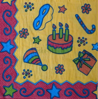 Ubrousek pro decoupage, 33 x 33 cm (vzor - oslava)