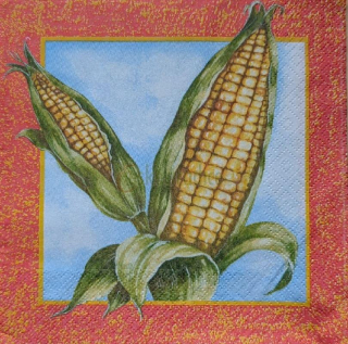 Ubrousek pro decoupage, 33 x 33 cm (vzor - kukuřice / oranž kraj)